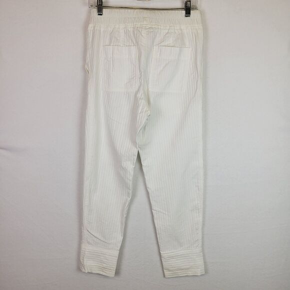 James Perse Womens Seersucker Crop Pant Size 0 White Taper Leg High Rise Pockets - Picture 8 of 8